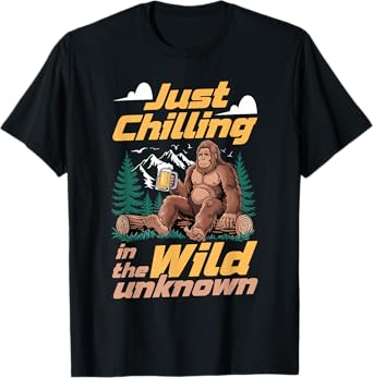 Bigfoot Drinking Beer Chilling Sasquatch T-Shirt
