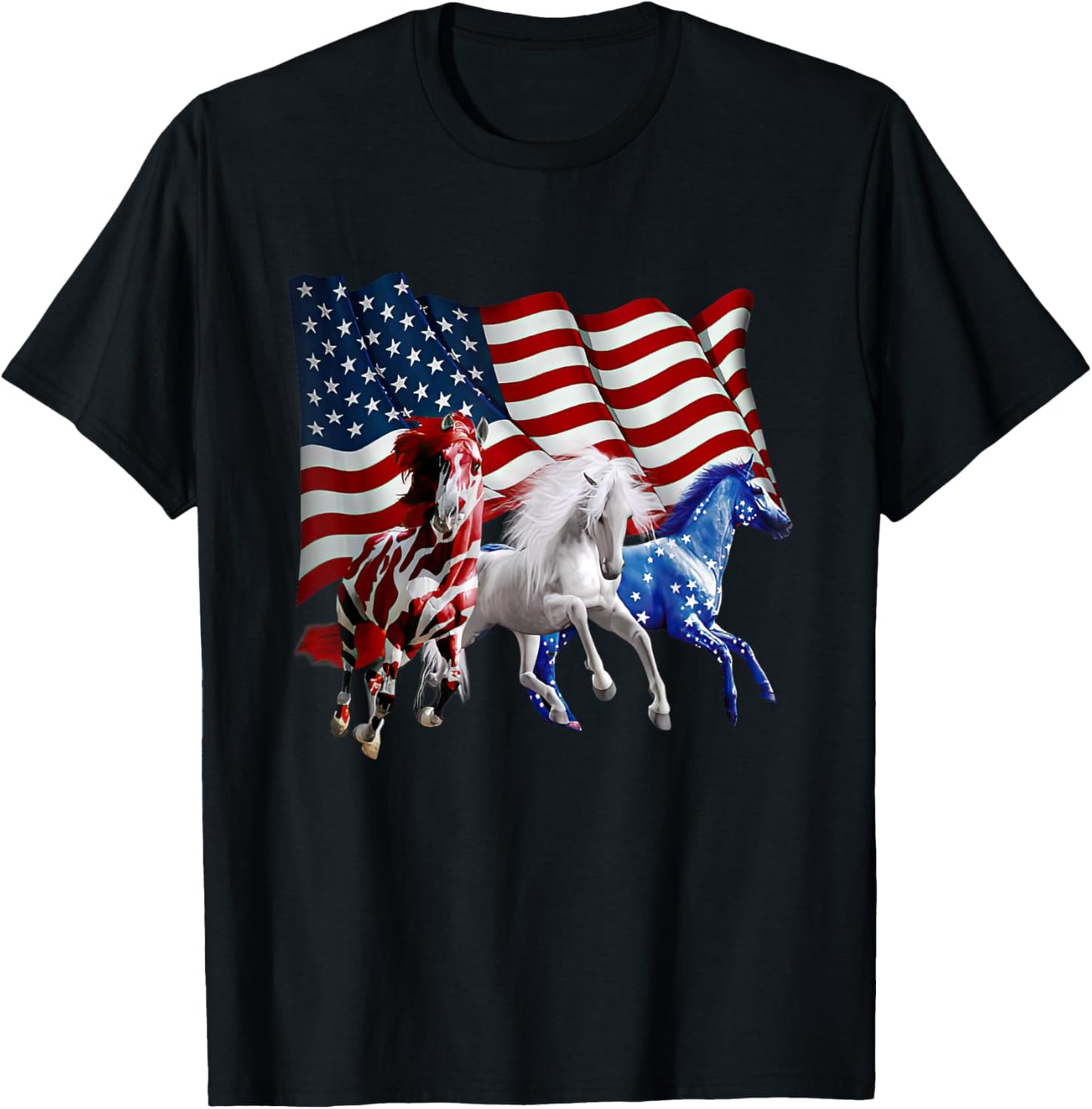 Patriotic US Flag 4th Of July Horse Lovers T-Shirt