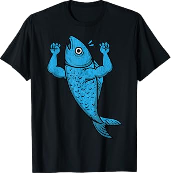 Fishy Flexing Fishy Flexing Cartoon Fish With Muscles T-Shirt