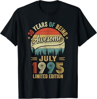 Vintage July 1995 30 Year Old 30Th Birthday Men Women T-Shirt