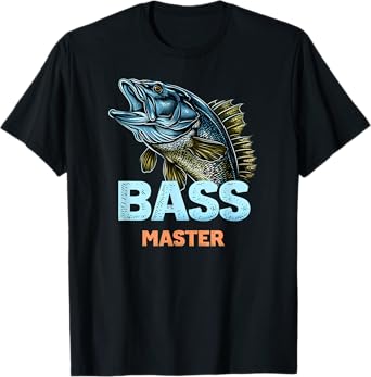 Baitcaster Fisherman Bass Master - Black Bass Fishing T-Shirt