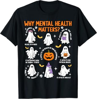 Why Mental Health Matters Halloween Ghost Boo Therapist Cute T-Shirt