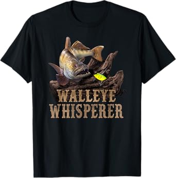 Large Walleye With Fishing Lure Drawing: Walleye Whisperer T-Shirt
