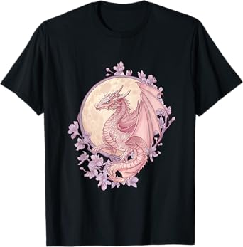 Art Nouveau Pink Dragon in Cherry Blossom Realm T-Shirt