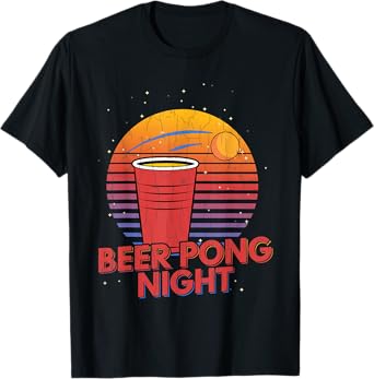 Beer Pong Night Funny Sports Lover Player Coach Graphic T-Shirt