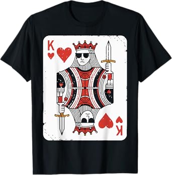 Cool King Of Hearts Valentines Day Playing Card Poker Casino T-Shirt