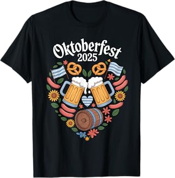 Oktoberfest 2025 Bavarian Beer Pretzel Sausage T-Shirt