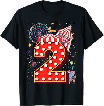 2 Year Old Circus Top Birthday Carnival 2nd Party Toddler T-Shirt