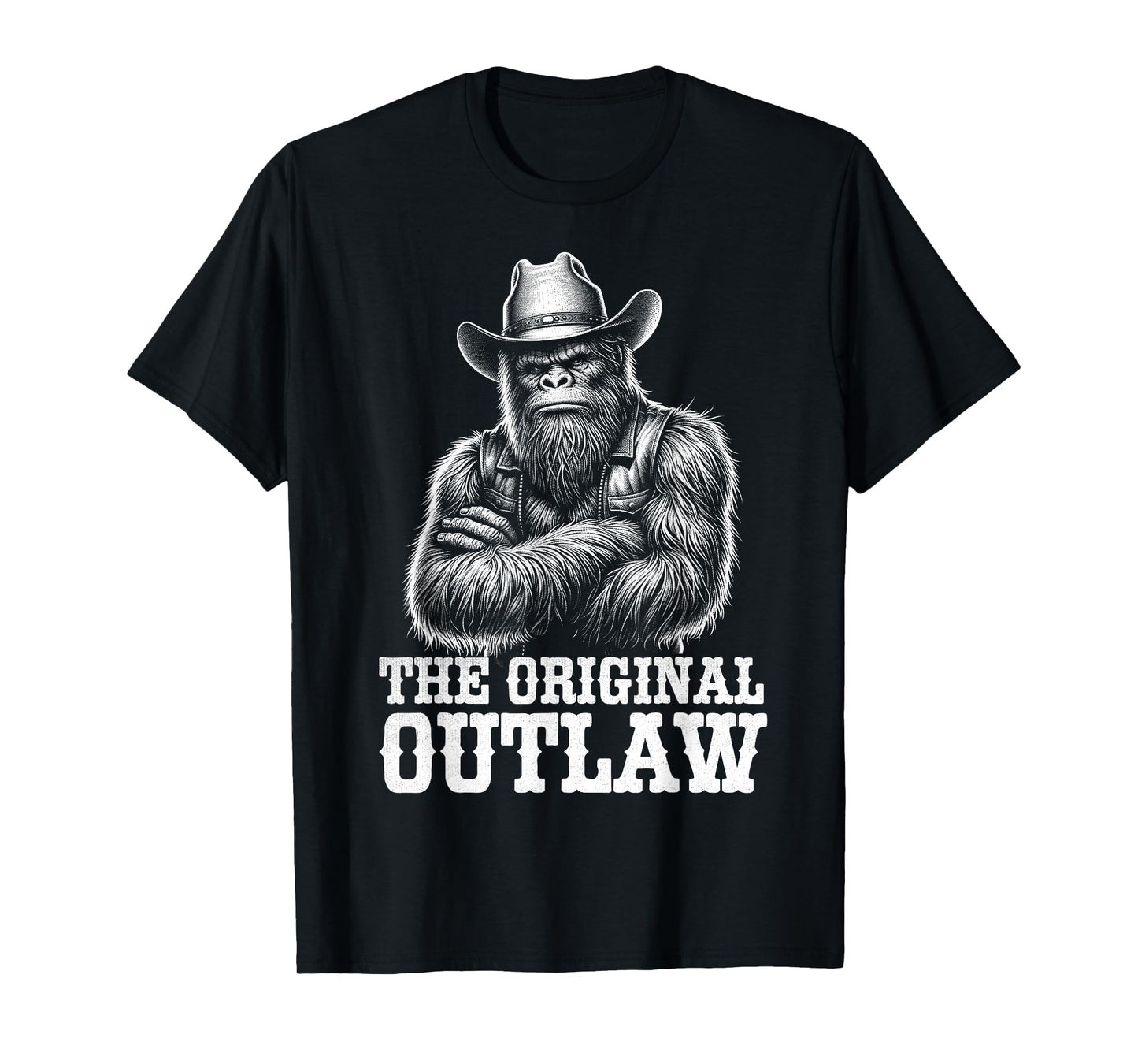 Bigfoot Sasquatch Funny Vintage Cowboy Cryptid Graphic Myth T-Shirt