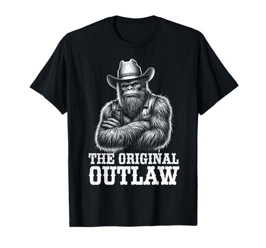 Bigfoot Sasquatch Funny Vintage Cowboy Cryptid Graphic Myth T-Shirt