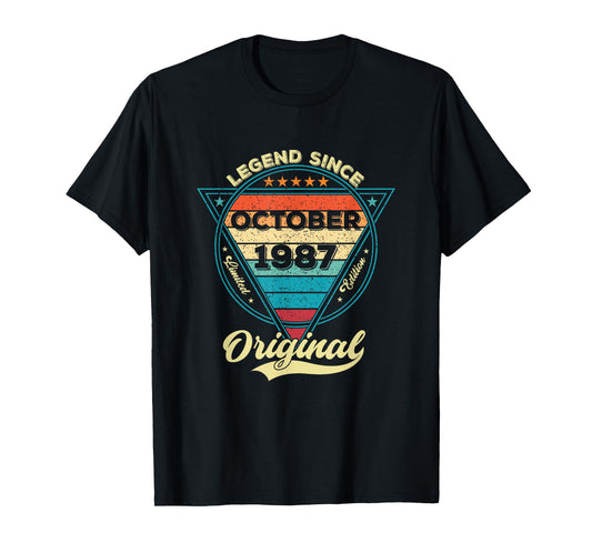 Vintage 38th Birthday Legend Since October 1987 T-Shirt