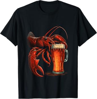Funny Lobster Drinking Beer Beach Vacation Summer Women Men T-Shirt