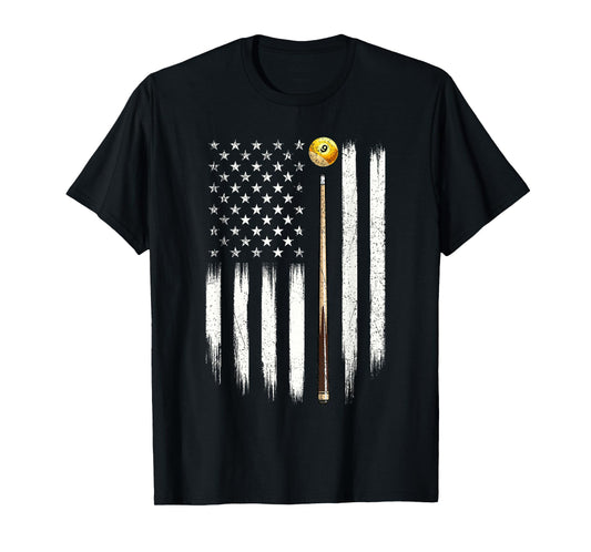 Billiard US Flag - 8 Ball Billiard Game Pool Player T-Shirt