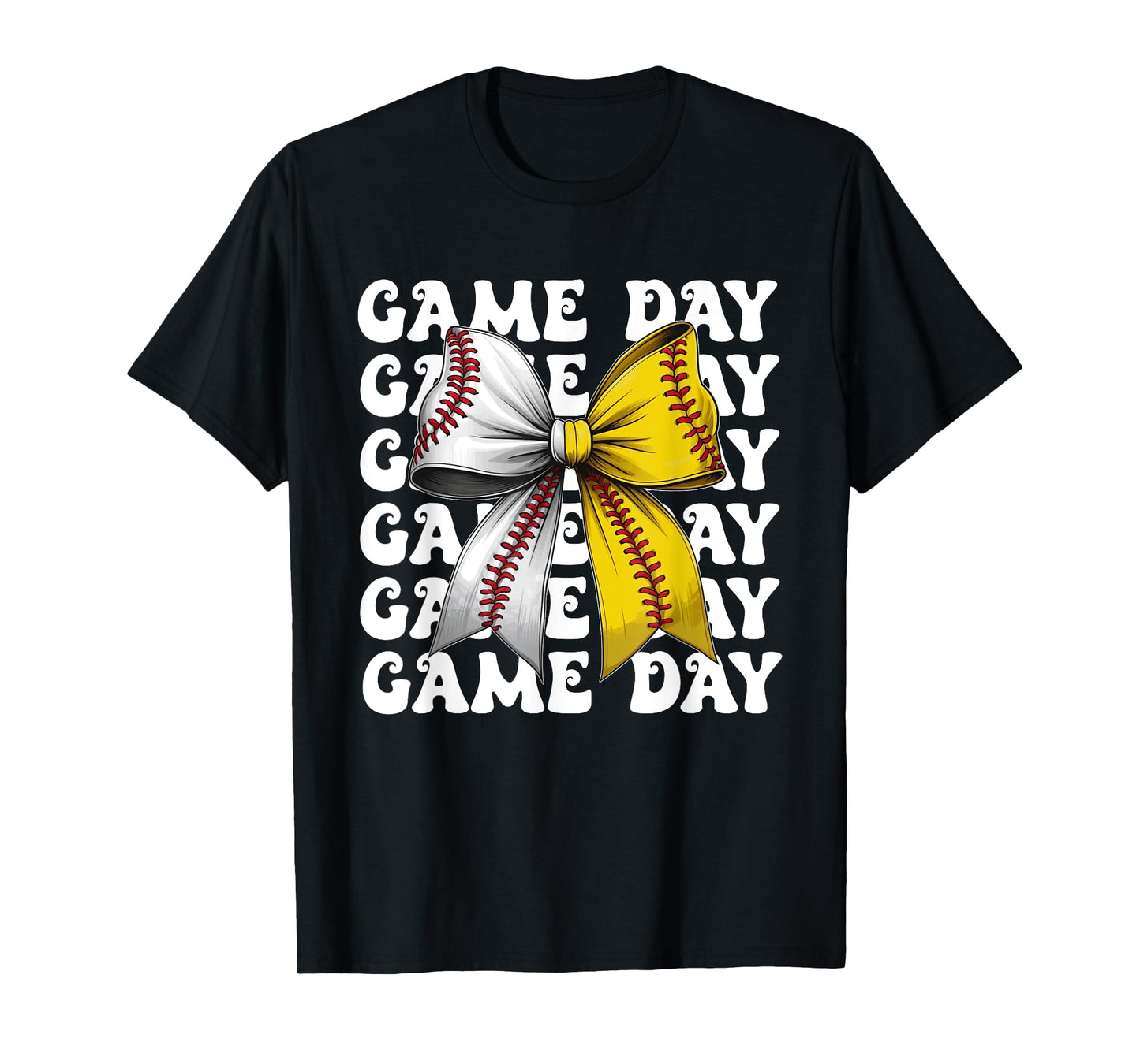 Baseball Softball Coquette Bow Game Day Women Mama Mom Life T-Shirt