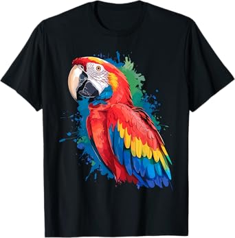 Cool Parrot Art For Men Women Girls Parrot Bird Lovers T-Shirt