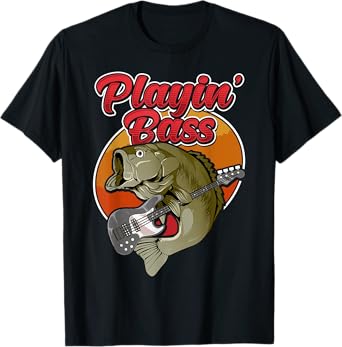 Funny Playin' Bass Guitar Player Tee Bass Fish Fishing T-Shirt