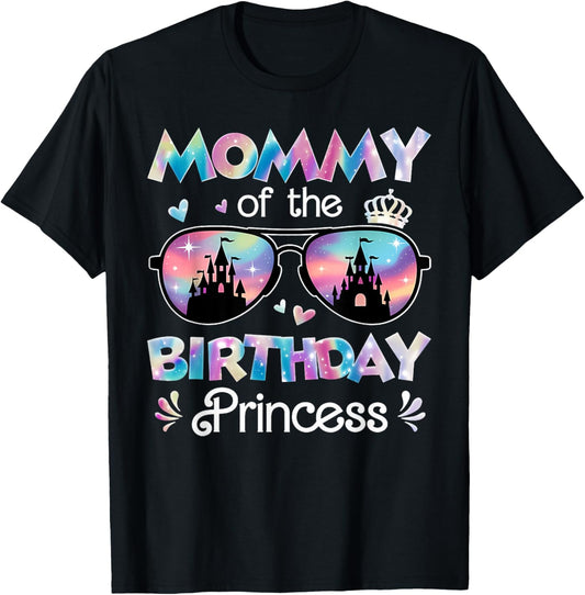 Mommy Of The Birthday Princess Pastel Castle Sunglasses T-Shirt