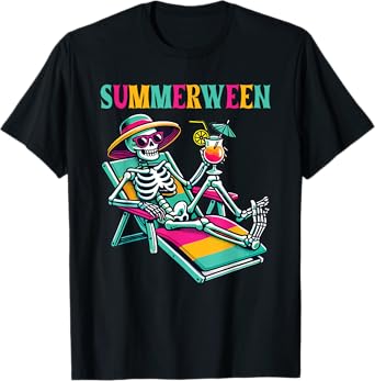 Happy Summerween Summer Halloween Skeleton T-Shirt for Men Women Kids