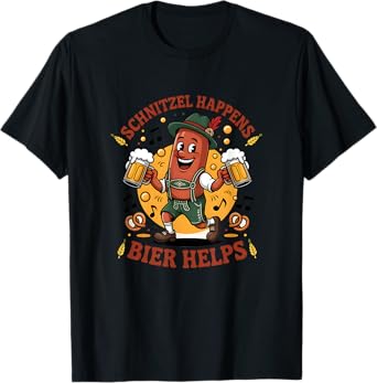 Schnitzel Happens Bier Helps German Beer Funny Festival T-Shirt