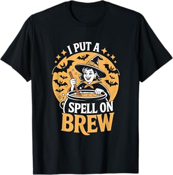 Spell on Brew Witch Funny Halloween Beer Lover T-Shirt