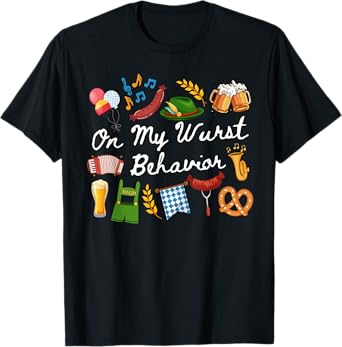 Oktoberfest On My Wurst Behavior Retro Beer Festival German T-Shirt