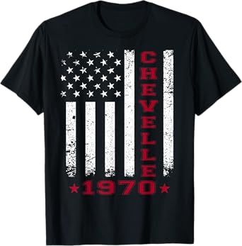 American Flag Jersey Style Chevelle 70 1970 Muscle Car T-Shirt