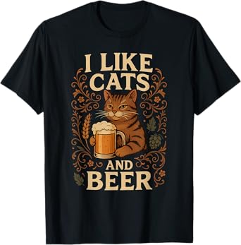 Papa Love Cats and Beer Cat Miaow Pet Paws T-Shirt