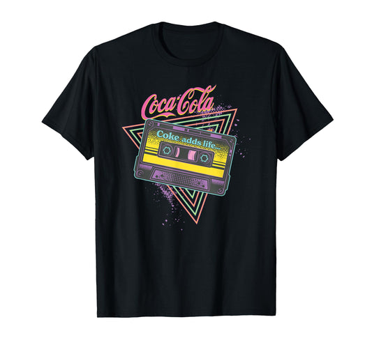 Coca-Cola Coke Adds Life Retro Neon Cassette Logo T-Shirt