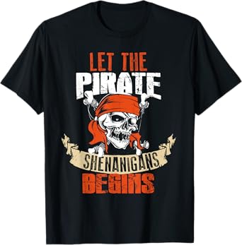 Let The Pirate Shenanigans Begin Halloween Skull Bandana T-Shirt