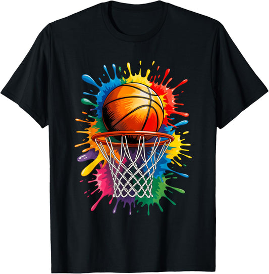Colorful Basketball Tie Dye Color Splash T-Shirt