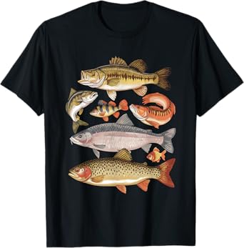 Types Of Freshwater Fish Species Biology Fishing Themed T-Shirt