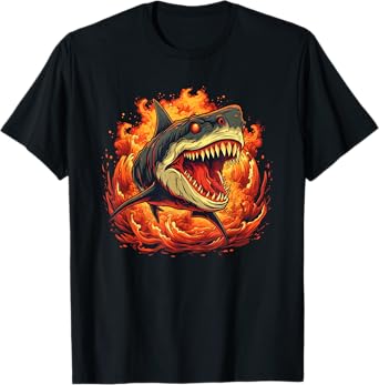 Flames and Fire Shark for cool burning Fish Lovers T-Shirt