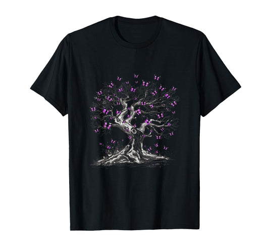 Animal Purple Butterflies Tree Nature Purple Butterfly T-Shirt
