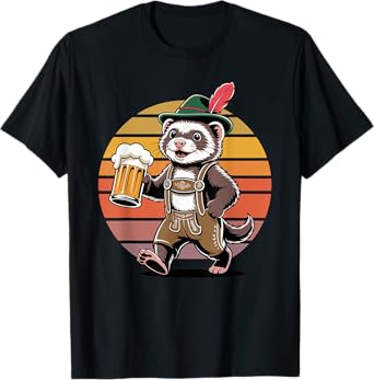 Retro Ferret Beer Drinking Ferrets T-Shirt