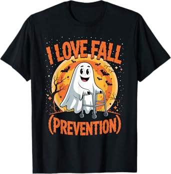 I Love Fall Prevention Physical Therapy Halloween Ghost T-Shirt