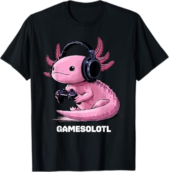 Gamer Axolotl Shirt Kids Gamesolotl Fish Gaming Video Gamer T-Shirt