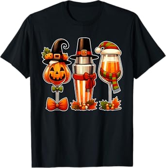 Bartender Tools Halloween Thanksgiving Christmas Job Team T-Shirt