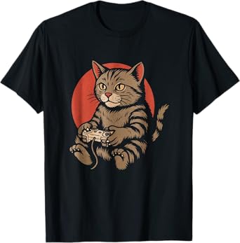 Cats and Gaming Shirt for Men Women Gamer Boys Graphic T-Shirt