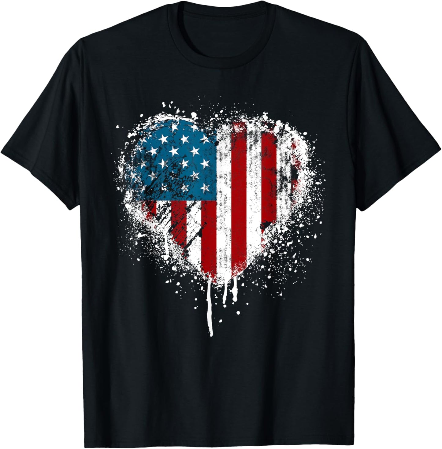 Vintage USA Heart 4th Of July Patriotic American Flag T-Shirt