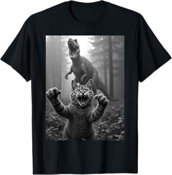 T-Rex Dinosaur With Cat Selfie T-Shirt