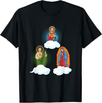 Jesus. Virgen María y San Judas Tadeo In Clouds T-Shirt