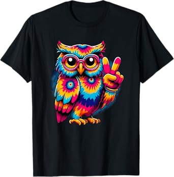 Peace Sign Tie Dye Owl T-Shirt