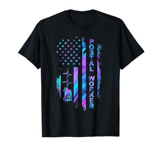 Postal Worker Tie Dye Proud Mail Carrier Mail Lady Patriotic T-Shirt