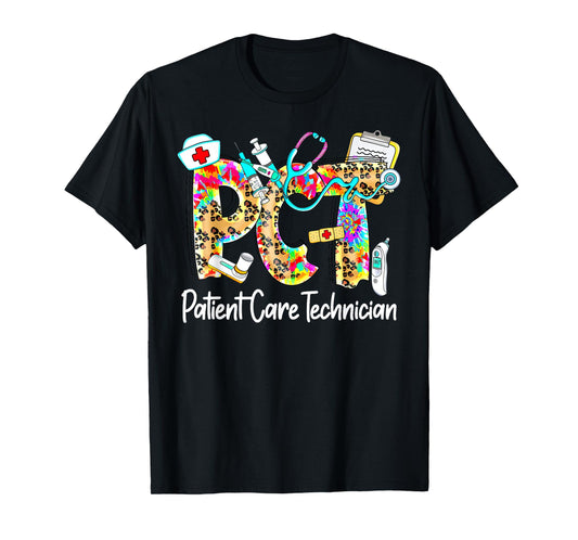 Retro Leopard PCT Patient Care Technician Medical Assistant T-Shirt