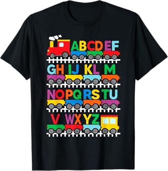 Train Railroad Lover ABC Alphabet A-Z ABCs Kindergarten Kids T-Shirt