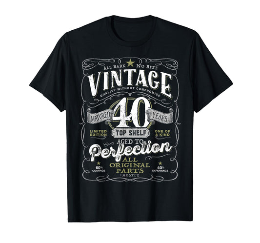 40th Birthday Top for Men, Vintage Aged Top Shelf Born 1985 T-Shirt