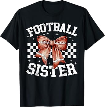 Coquette Bow American Football Sister Thanksgiving Autumn T-Shirt