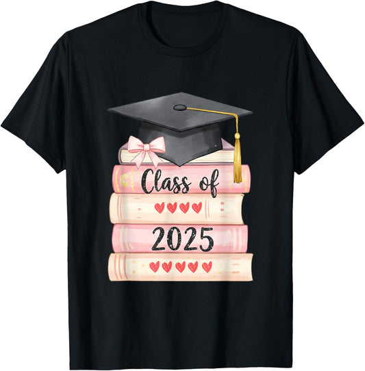 Class of 2025 Book Senior Bow Graduation Cap Senior 2025 T-Shirt
