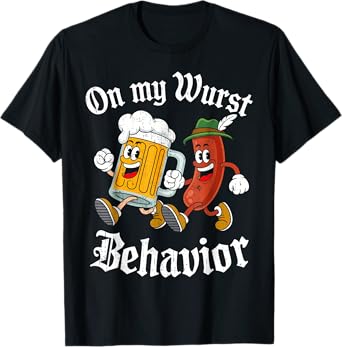 Oktoberfest On My Wurst Behavior German Beer Sausage Adults T-Shirt