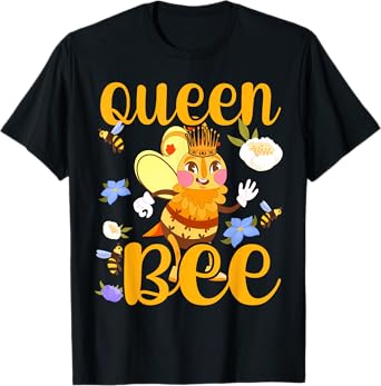 Queen Bee Crown Women Girls Mom Wife Daughter Honeybee T-Shirt